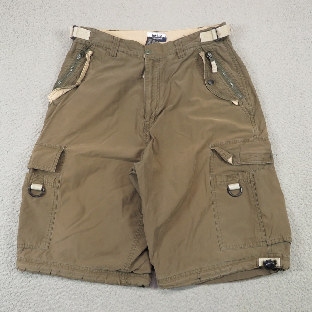 Basic Concepts Vintage Cargo Shorts Mens 32 Brown Y2K Paratrooper Skater Grunge
